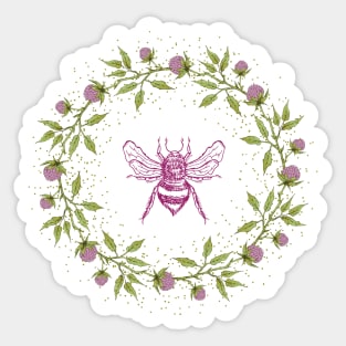 Wreath of honey clover flowers with bee Sticker